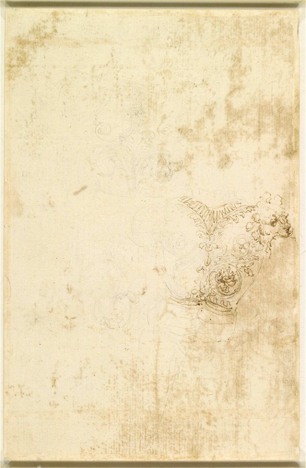 Leonardo da Vinci - RCIN 912370, Verso A design for a decorated cuirass c.1478-80