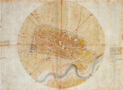 Leonardo da Vinci - Plan of Imola - Google Art Project