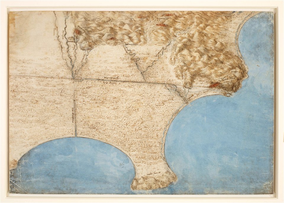 Leonardo da Vinci - RCIN 912684, A map of the Pontine marshes c.1514-15