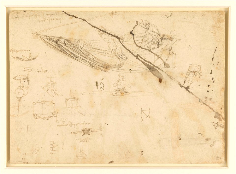 Leonardo da Vinci - RCIN 912649, Recto Designs for boats, and other machinery
