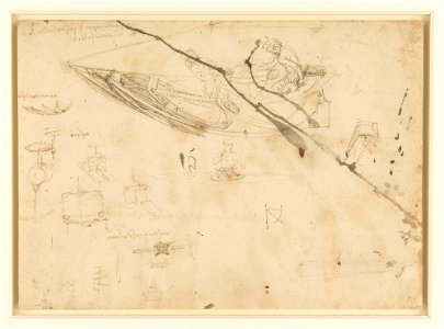 Leonardo da Vinci - RCIN 912649, Recto Designs for boats, and other machinery