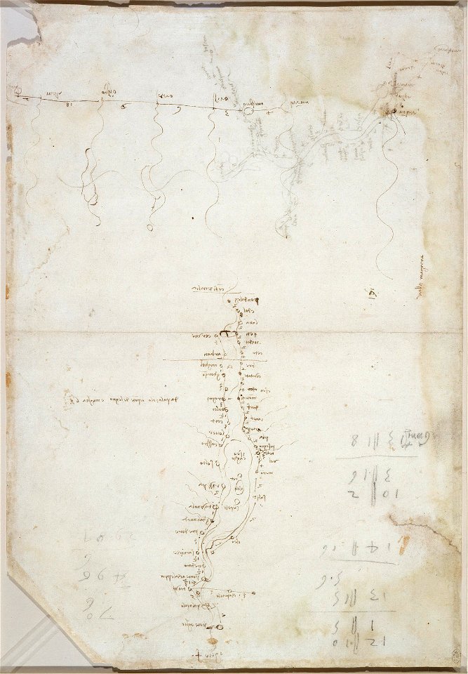 Leonardo da Vinci - RCIN 912674, Sketch-maps of the course of the river Oglio, south of the Lago d'Iseo c.1510