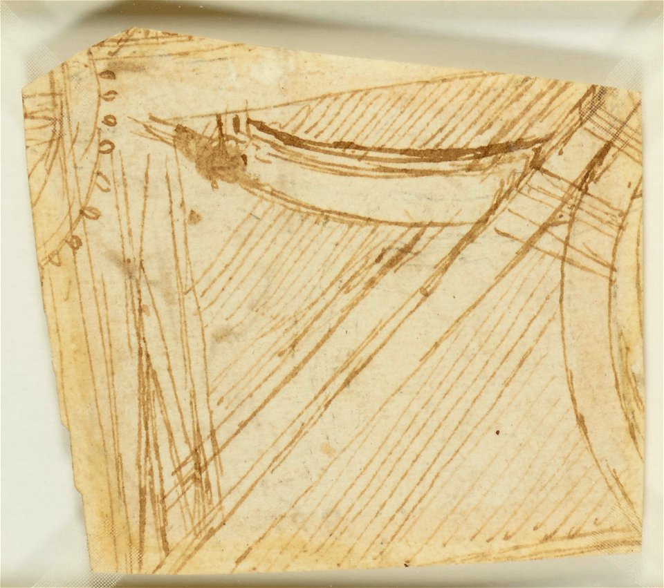 Leonardo da Vinci - RCIN 912453, Verso A fragment of the toothed wheel and tensed spring of a cross-bow