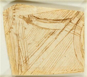 Leonardo da Vinci - RCIN 912453, Verso A fragment of the toothed wheel and tensed spring of a cross-bow