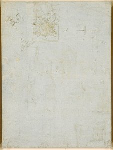 Leonardo da Vinci - RCIN 912560, A study for a Nativity, and architectural studies c.1485