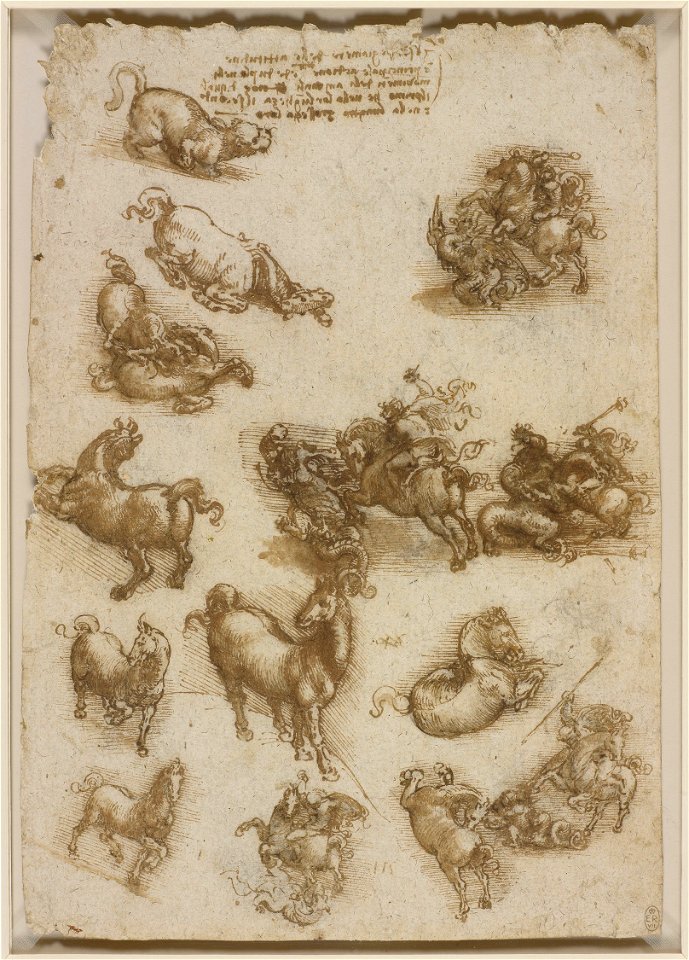 Leonardo da Vinci - RCIN 912331, Horses, St George fighting the Dragon, and a lion c.1517-18