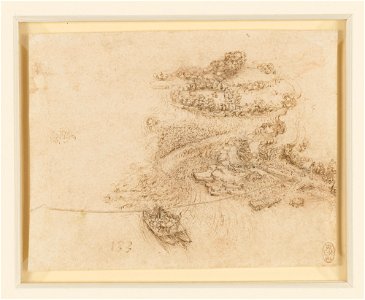 Leonardo da Vinci - RCIN 912400, A river landscape c.1511-13