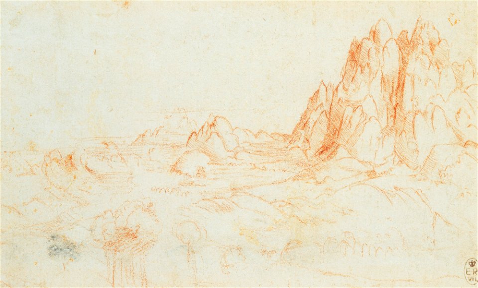 Leonardo da Vinci - RCIN 912405, A mountain landscape c.1505-10