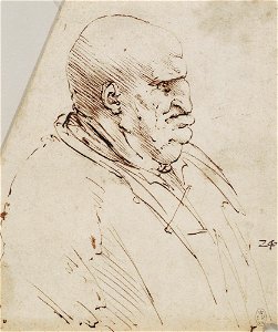 Leonardo da Vinci - RCIN 912489, A caricature of a bald fat man c.1485-90