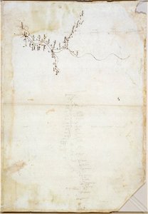 Leonardo da Vinci - RCIN 912674, v, Sketch-maps of the course of the river Oglio, south of the Lago d'Iseo c.1510