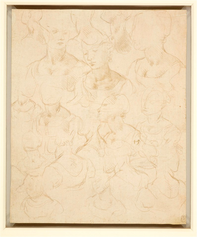 Leonardo da Vinci - RCIN 912513, Sketches of a woman, bust length c.1490