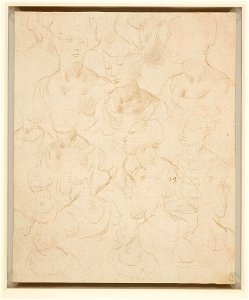 Leonardo da Vinci - RCIN 912513, Sketches of a woman, bust length c.1490
