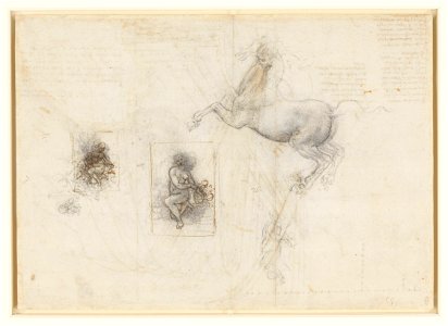 Leonardo da Vinci - RCIN 912337, Recto A horse and rider, and studies for Leda
