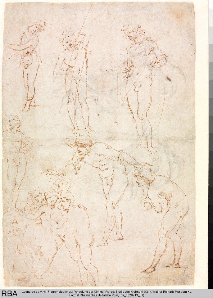 Leonardo da Vinci - Figurenstudien zur Anbetung der Könige, Z 02003