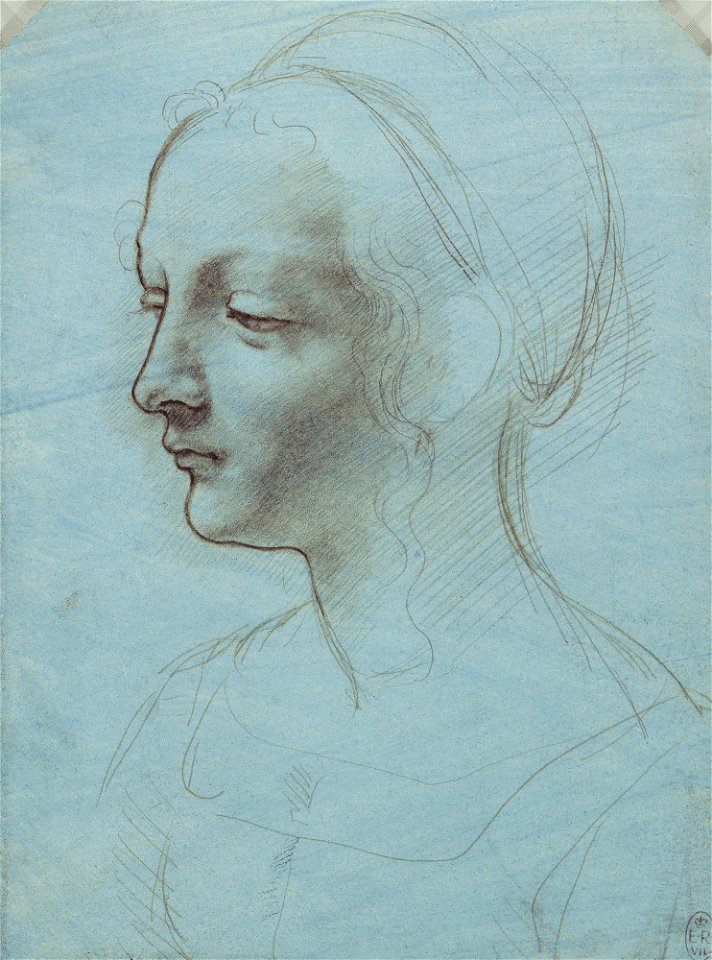 Leonardo da Vinci - RCIN 912512, The head and shoulders of a woman, almost in profile c.1485-90