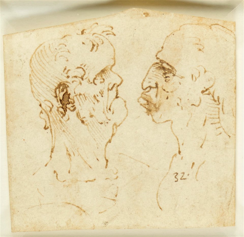 Leonardo da Vinci - RCIN 912463, Two grotesque profiles confronted c.1485-90