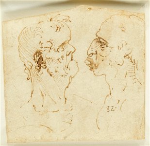 Leonardo da Vinci - RCIN 912463, Two grotesque profiles confronted c.1485-90