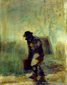 Leonid Solomatkin - Painter Walking in the Rain