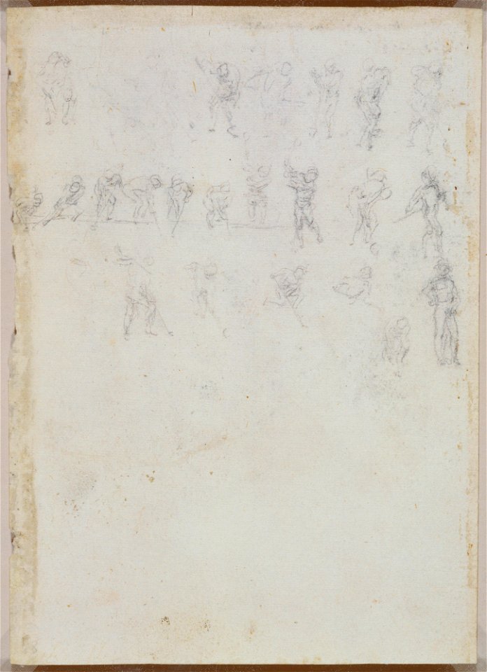 Leonardo da Vinci - RCIN 912645, Verso Studies of figures in action c.1506-8