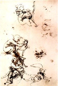 Leonardo da vinci, Study of a child with a cat (facsimile)