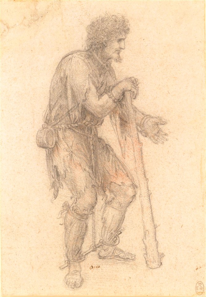 Leonardo da Vinci - RCIN 912573, Recto A costume study of a prisoner