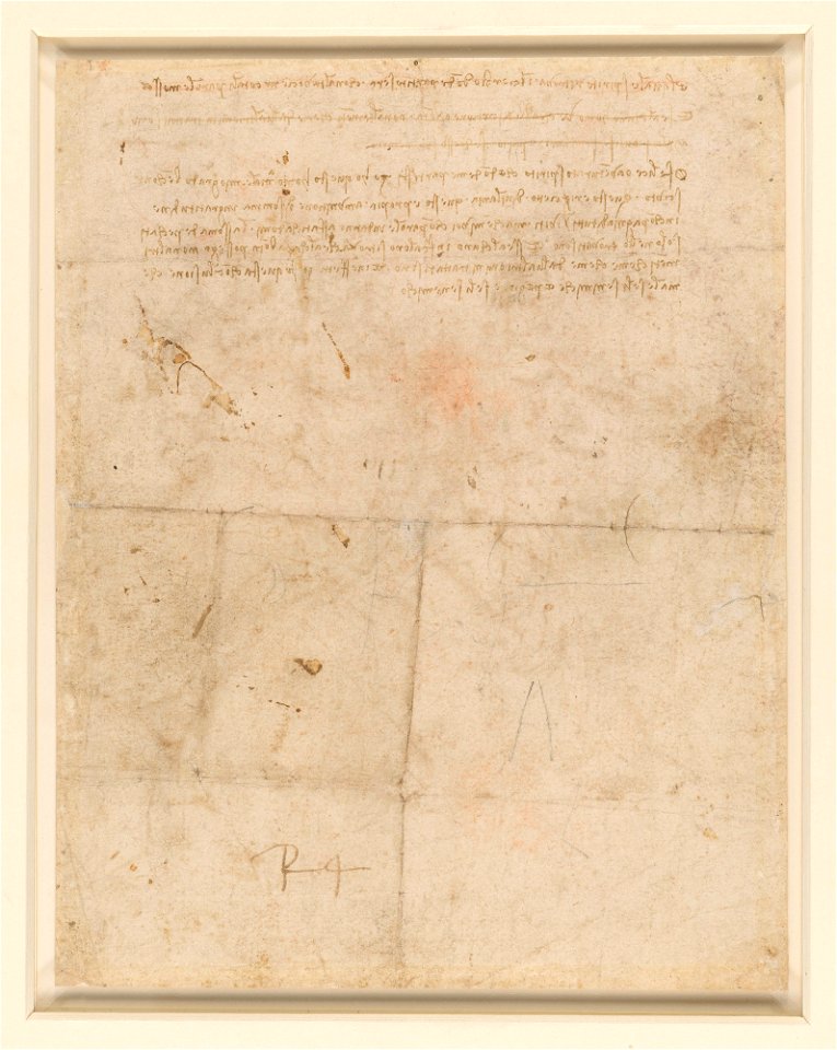 Leonardo da Vinci - RCIN 912495, Verso An inscription describing evil men c.1493