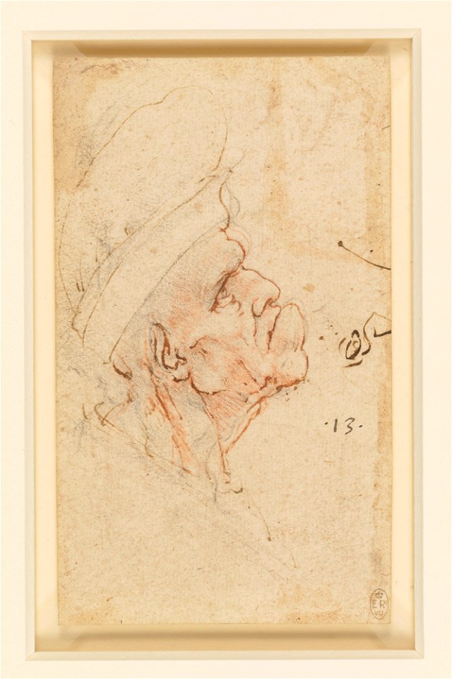 Leonardo da Vinci - RCIN 912448, A grotesque old man in profile c.1490-95
