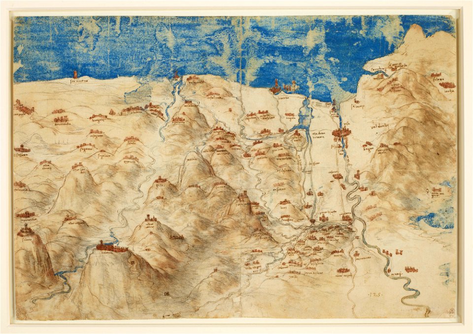 Leonardo da Vinci - RCIN 912683, A bird's-eye view of western Tuscany c.1503-4
