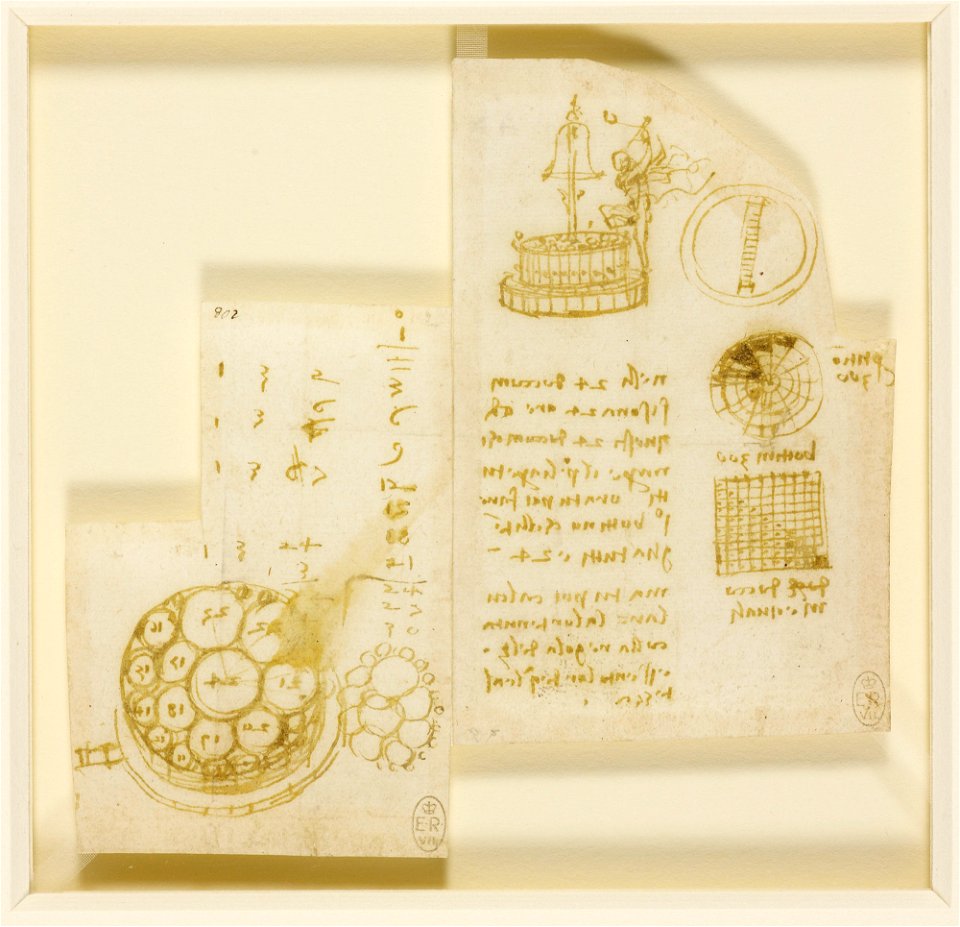 Leonardo da Vinci - RCIN 912688, Designs for a water-clock c.1508-10