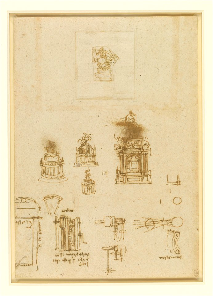 Leonardo da Vinci - RCIN 912353, Sketches for the Trivulzio monument, and other studies c.1508-10
