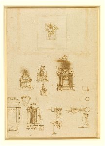 Leonardo da Vinci - RCIN 912353, Sketches for the Trivulzio monument, and other studies c.1508-10