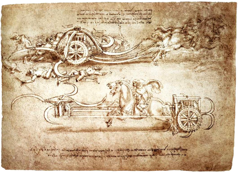 Leonardo da vinci, Assault chariot with scythes