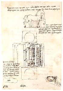Leonardo da vinci, Manuscript page on the Sforza monument