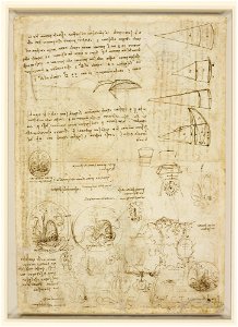 Leonardo da Vinci - RCIN 912700, Verso Studies of emblems, geometrical diagrams, and notes c.1508-10
