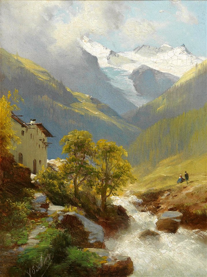 Leopold Heinrich Vöscher Gebirgslandschaft mit Gletscher