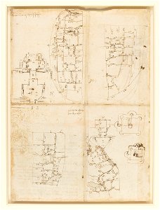 Leonardo da Vinci - RCIN 912686, Recto Sketches of the street plan of Imola