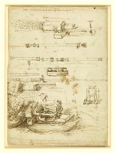 Leonardo da Vinci - RCIN 912652, Recto Designs for gun-barrels and mortars