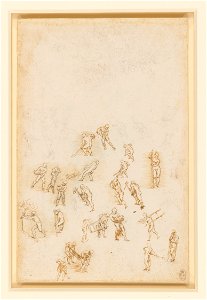 Leonardo da Vinci - RCIN 912644, Recto Studies of men in action
