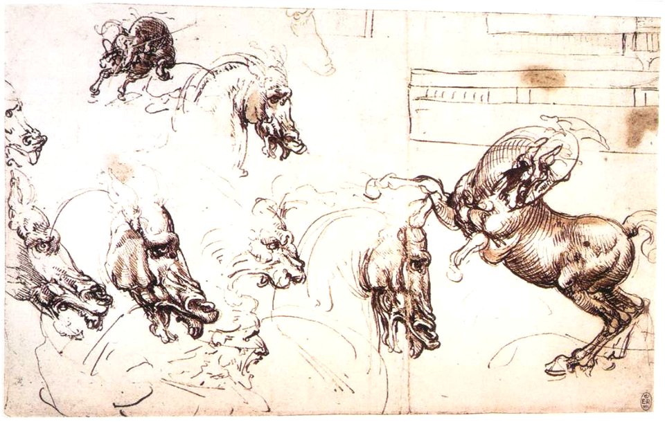 Leonardo da vinci, Study of horses for the Battle of Anghiari