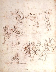 Leonardo da vinci, Various figure studies. Free illustration for personal and commercial use.