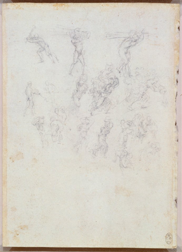 Leonardo da Vinci - RCIN 912645, Recto Studies of figures in action