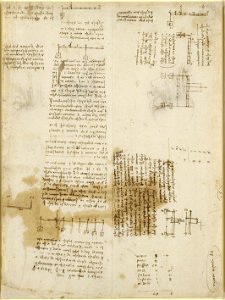 Leonardo da Vinci - RCIN 912602, Verso Notes on weight and statics, with diagrams c.1509-10