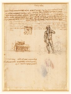 Leonardo da Vinci - RCIN 912591, Recto A palazzo, and a fountain of Neptune