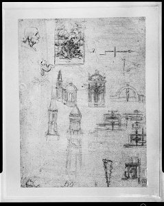 Leonardo da Vinci - RCIN 912560, A study for a Nativity, and architectural studies c.1485, 188771-1309902517