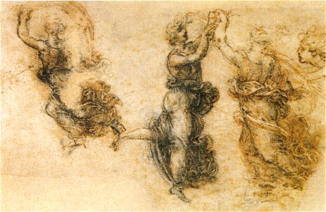 Leonardo da vinci, studio di tre figure danzanti, 1515 circa, galleria dell'accademia