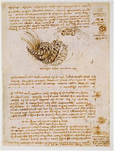 Leonardo da Vinci - RCIN 912663, Recto Studies of flowing water, with notes