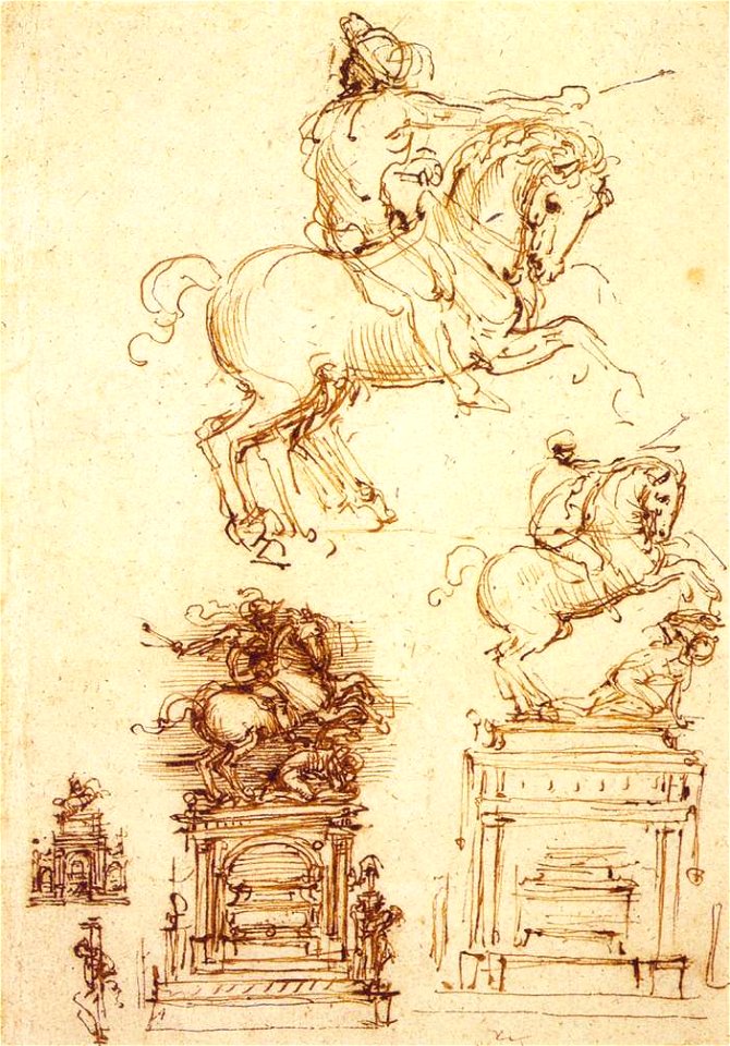 Leonardo da vinci, Study for the trivulzio monument 02