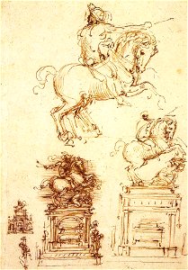 Leonardo da vinci, Study for the trivulzio monument 02