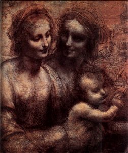 Leonardo da vinci, The Virgin and Child with Saint Anne and Saint John the Baptist, detail