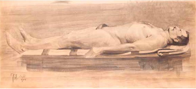 Leopold Blauensteiner LIEGENDER MANNERAKT 1901